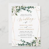 Rustic Eucalyptus Greenery Gold All-in-One Wedding Kaart (Voorkant)