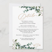 Rustic Eucalyptus Greenery Gold All-in-One Wedding Kaart (Achterkant)