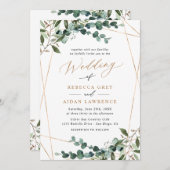 Rustic Eucalyptus Greenery Gold All-in-One Wedding Kaart (Voorkant / Achterkant)