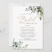 Rustic Eucalyptus Greenery Gold Bridal Brunch Kaart (Voorkant)