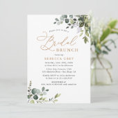 Rustic Eucalyptus Greenery Gold Bridal Brunch Kaart (Staand voorkant)