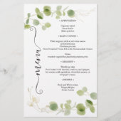 Rustic Eucalyptus Greenery Gold Chic Wedding Menu (Voorkant)