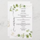 Rustic Eucalyptus Greenery Gold Chic Wedding Menu (Voorkant / Achterkant)