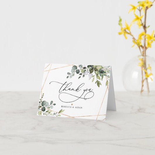 Rustic Eucalyptus Greenery Gold Geometric Kaart (Gele Bloem)