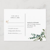 Rustic Eucalyptus Greenery Gold Lijst Wedding RSVP Briefkaart (Achterkant)