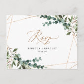 Rustic Eucalyptus Greenery Gold Lijst Wedding RSVP Briefkaart (Voorkant)