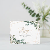 Rustic Eucalyptus Greenery Gold Lijst Wedding RSVP Briefkaart (Staand voorkant)