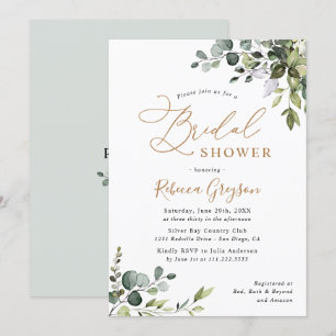 Rustic Eucalyptus Greenery Gold Vrijgezellenfeest  Kaart