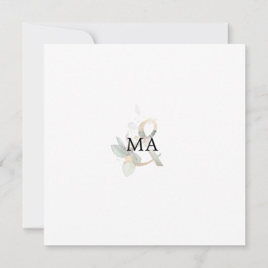 Rustic Eucalyptus Greenery Gold Wedding Kaart (Achterkant)