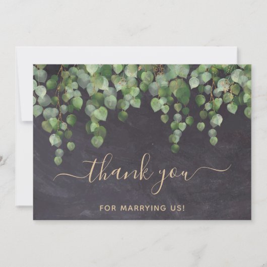 Rustic Eucalyptus Greenery Gold Wedding Officier Bedankkaart (Voorkant)