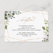 Rustic Eucalyptus Greenery Gold Wedding Reception Informatiekaartje (Voorkant)