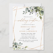 Rustic Eucalyptus Greenery Gold Wedding Reception Kaart (Voorkant)