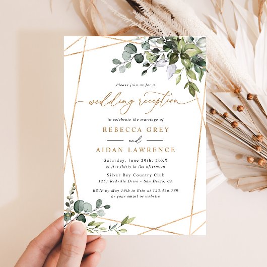 Rustic Eucalyptus Greenery Gold Wedding Reception Kaart