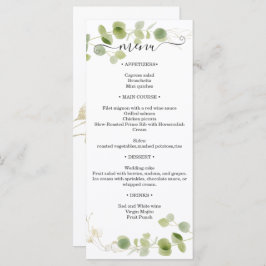 Rustic Eucalyptus Greenery Gold Wedding Reception Menu