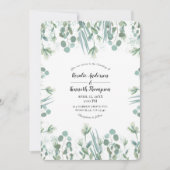 Rustic Eucalyptus Greenery Leaves Wedding Kaart (Voorkant)