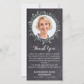 Rustic Eucalyptus Greenery Memorial Foto Funeral Bedankkaart (Voorkant)