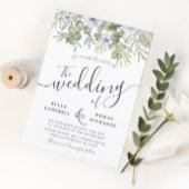 Rustic Eucalyptus Greenery & Paarse Floral Wedding Kaart