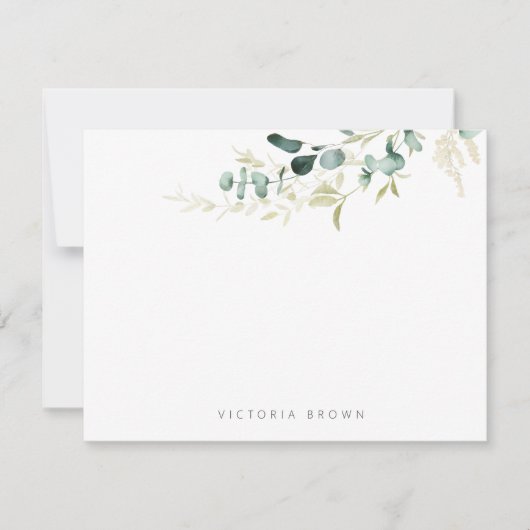 Rustic eucalyptus greenery Personalized Stationery Notitiekaartje (Voorkant)
