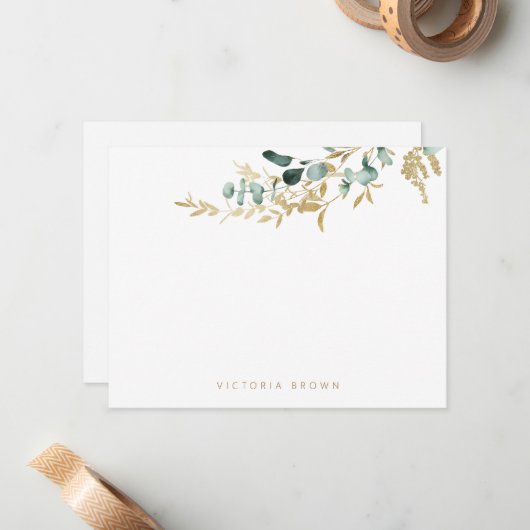 Rustic eucalyptus greenery Personalized Stationery Notitiekaartje (Voorkant / Achterkant in situ)