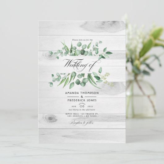 Rustic Eucalyptus Greenery QR Code Country Weddens Kaart (Staand voorkant)