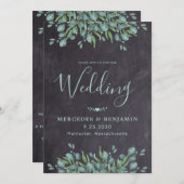 Rustic Eucalyptus Greenery QR Code Weddenschap Kaart (Voorkant / Achterkant)