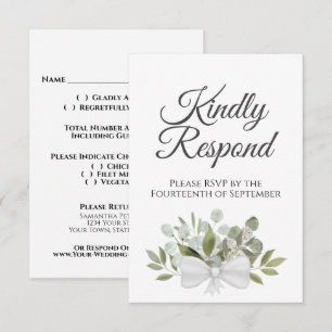 Rustic Eucalyptus & Greenery Sage Green Wedding RSVP Kaartje