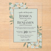 Rustic Eucalyptus & Greenery Stylish Text Wedding Acryl Uitnodigingen (Voorkant)