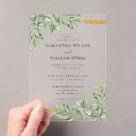 Rustic Eucalyptus Greenery Succulent Wedding Acryl Uitnodigingen