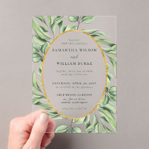 Rustic Eucalyptus Greenery Succulent Wedding Acryl Uitnodigingen