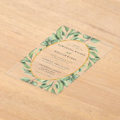 Rustic Eucalyptus Greenery Succulent Wedding Acryl Uitnodigingen (Laagn)