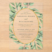 Rustic Eucalyptus Greenery Succulent Wedding Acryl Uitnodigingen (Voorkant)