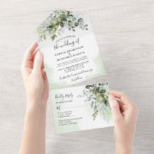 Rustic Eucalyptus Greenery Succulent Wedding All I All In One Uitnodiging (Afscheurbaar)