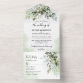Rustic Eucalyptus Greenery Succulent Wedding All I In One Uitnodiging (Binnen)