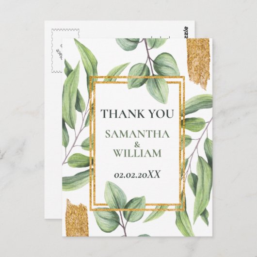 Rustic Eucalyptus Greenery Succulent Wedding Briefkaart (Voorkant / Achterkant)