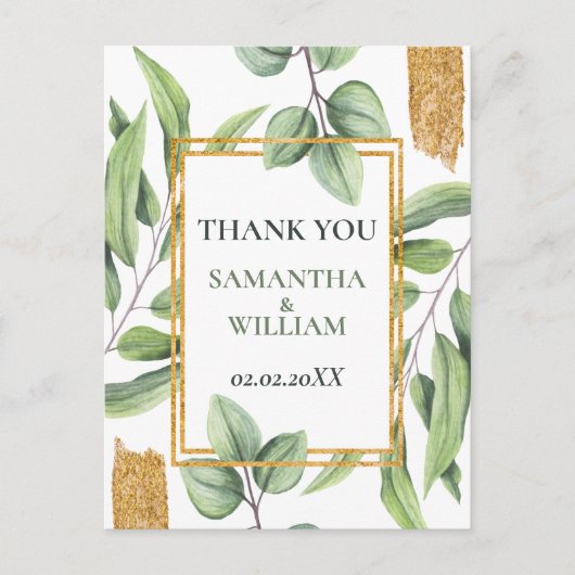 Rustic Eucalyptus Greenery Succulent Wedding Briefkaart (Voorkant)