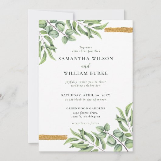 Rustic Eucalyptus Greenery Succulent Wedding Kaart (Voorkant)