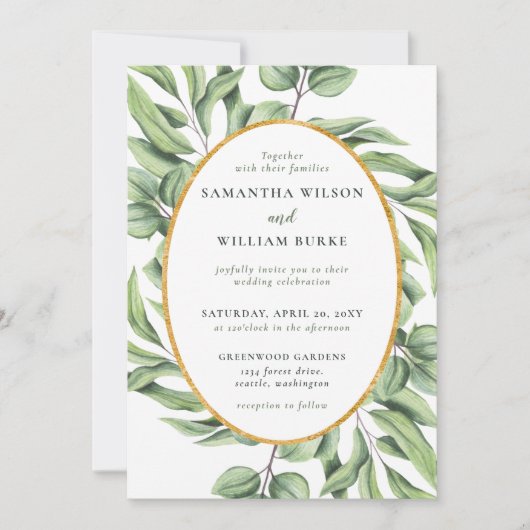 Rustic Eucalyptus Greenery Succulent Wedding Kaart (Voorkant)