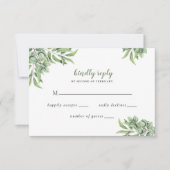 Rustic Eucalyptus Greenery Succulent Wedding RSVP Kaartje (Voorkant)
