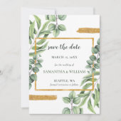 Rustic Eucalyptus Greenery Succulent Wedding Save The Date (Voorkant)