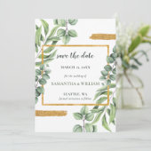 Rustic Eucalyptus Greenery Succulent Wedding Save The Date (Staand voorkant)