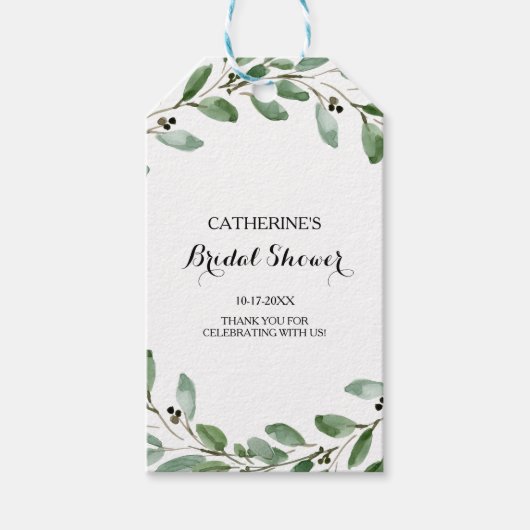 Rustic Eucalyptus Greenery Vrijgezellenfeest Cadeaulabel (Voorkant)