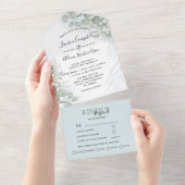 Rustic Eucalyptus Greenery Waterverf Wedding All In One Uitnodiging (Afscheurbaar)