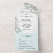 Rustic Eucalyptus Greenery Waterverf Wedding All In One Uitnodiging (Binnen)