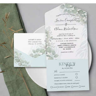 Rustic Eucalyptus Greenery Waterverf Wedding All In One Uitnodiging