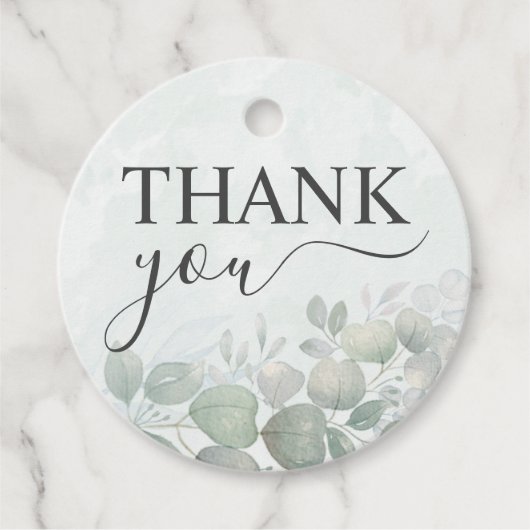 Rustic Eucalyptus Greenery Waterverf Wedding Bedankjes Labels (Voorkant)