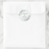 Rustic Eucalyptus Greenery Waterverf Wedding Cla Ronde Sticker (Tas)