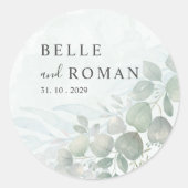 Rustic Eucalyptus Greenery Waterverf Wedding Ronde Sticker (Voorkant)