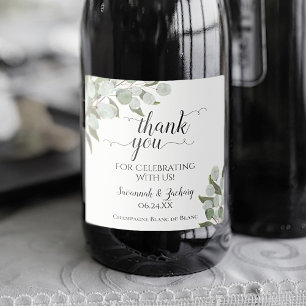 Rustic Eucalyptus Greenery Weddenschap Sparkling Wijnetiket