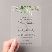 Rustic Eucalyptus Greenery Wedding Acryl Uitnodigingen (Insitu (Draagbaar))