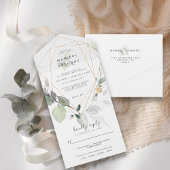 Rustic Eucalyptus Greenery Wedding All In One Uitnodiging